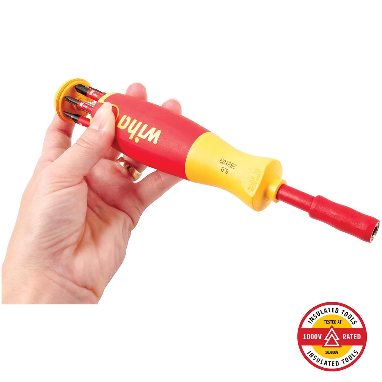 Wiha SlimLine Insulated 6-IN-1 Multi-Driver (7 Piece) - Slotted/Phillips/Square