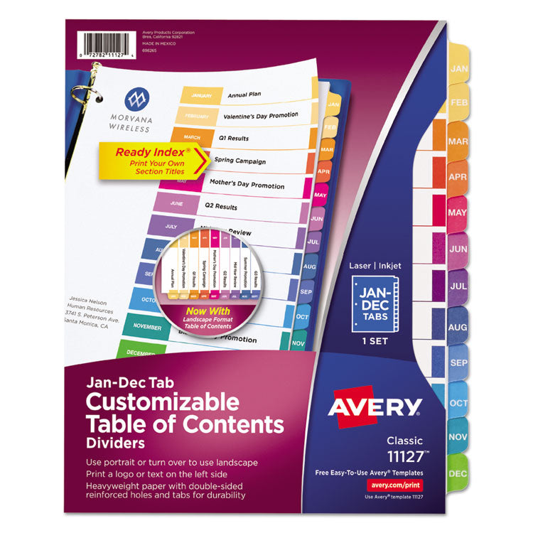 Avery - Customizable TOC Ready Index Multicolor Dividers, 12-Tab, Letter (6051858)