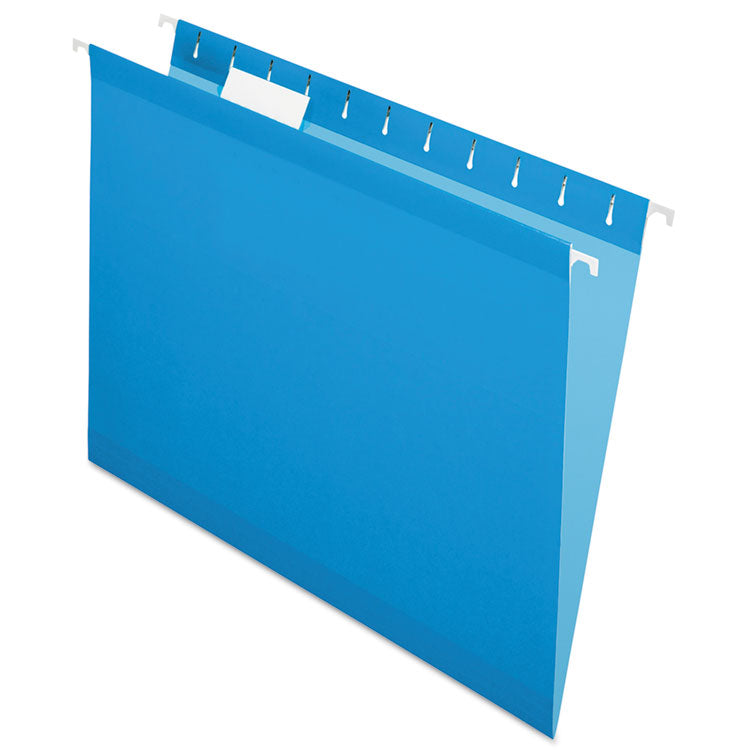 Pendaflex - Colored Reinforced Hanging Folders, Letter Size, 1/5-Cut Tabs, Blue, 25/Box