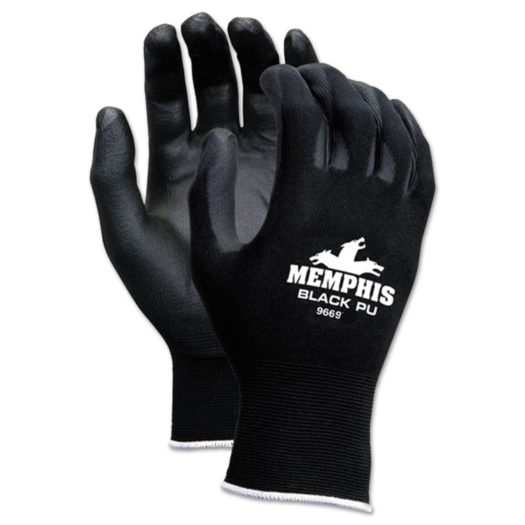 MCR Safety - Economy PU Coated Work Gloves, Black, Medium, 1 Dozen
