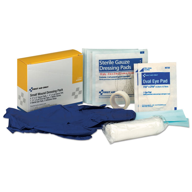 First Aid Only - Small Wound Dressing Kit, Includes Gauze, Tape, Gloves, Eye Pads, Bandages