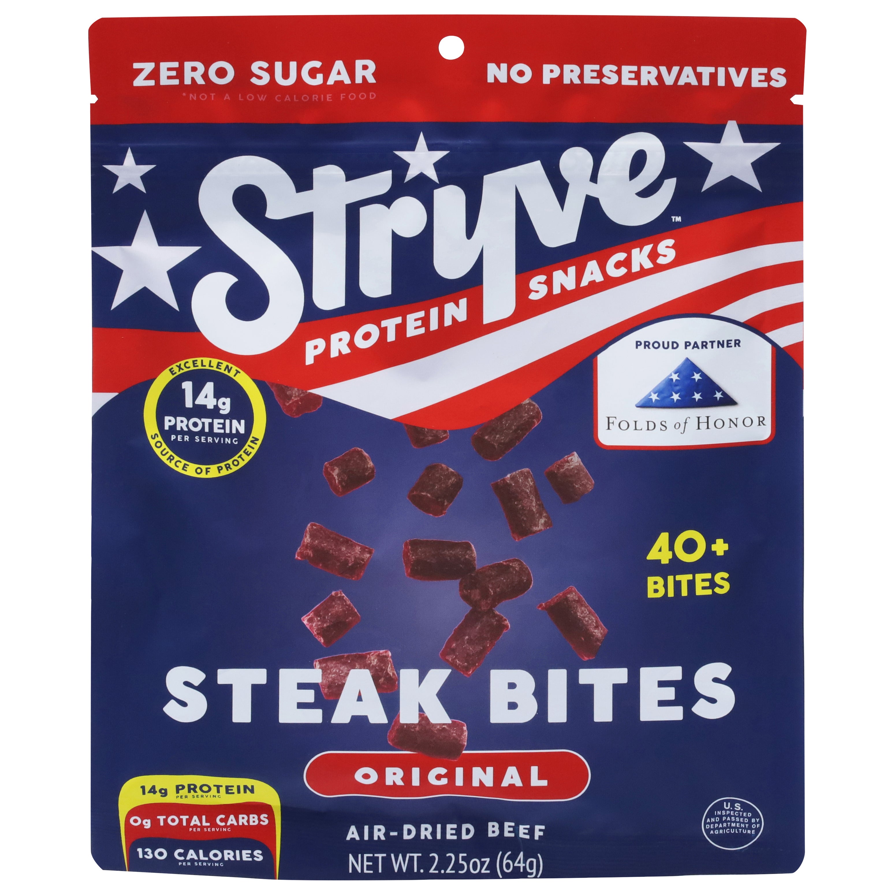 Stryve Protein Snacks Original Steak Bites 2.25 oz - Case of 8