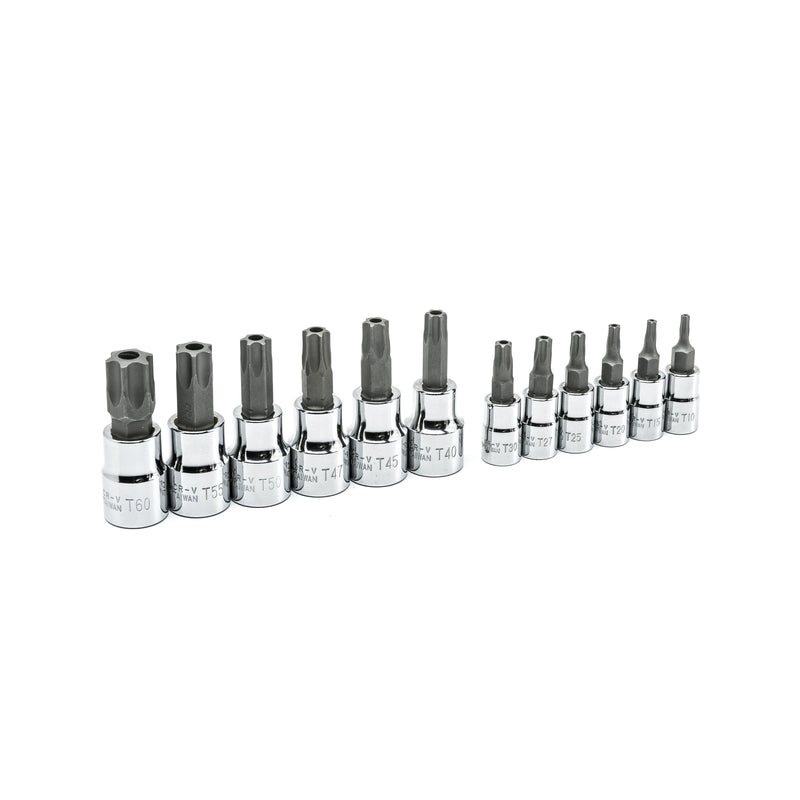 CRESCENT - Crescent 1/4 and 3/8 in. drive 6 Point Tamper Proof Torx Bit Socket Set 12 pc