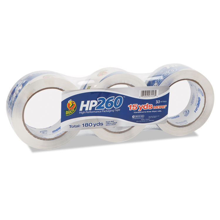 Duck - HP260 Packaging Tape, 3" Core, 1.88" x 60 yds, Clear, 3/Pack