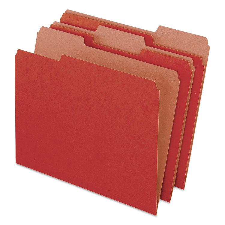 Pendaflex - Earthwise by Pendaflex 100% Recycled Colored File Folders, 1/3-Cut Tabs: Assorted, Letter Size, 0.5" Expansion, Red, 100/Box