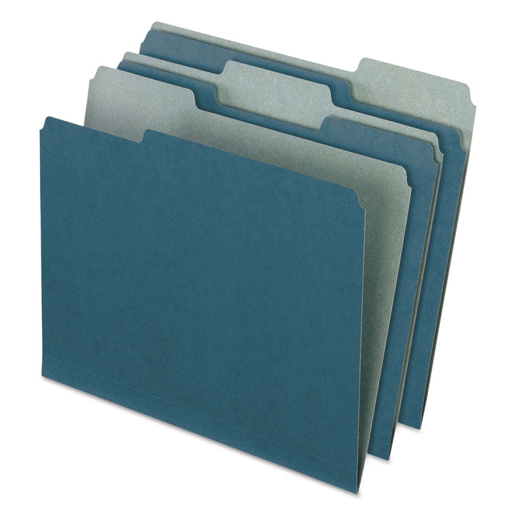 Pendaflex - Earthwise by Pendaflex 100% Recycled Colored File Folders, 1/3-Cut Tabs: Assorted, Letter Size, 0.5" Expansion, Blue, 100/Box