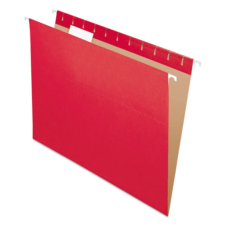 Pendaflex - Colored Hanging Folders, Letter Size, 1/5-Cut Tabs, Red, 25/Box