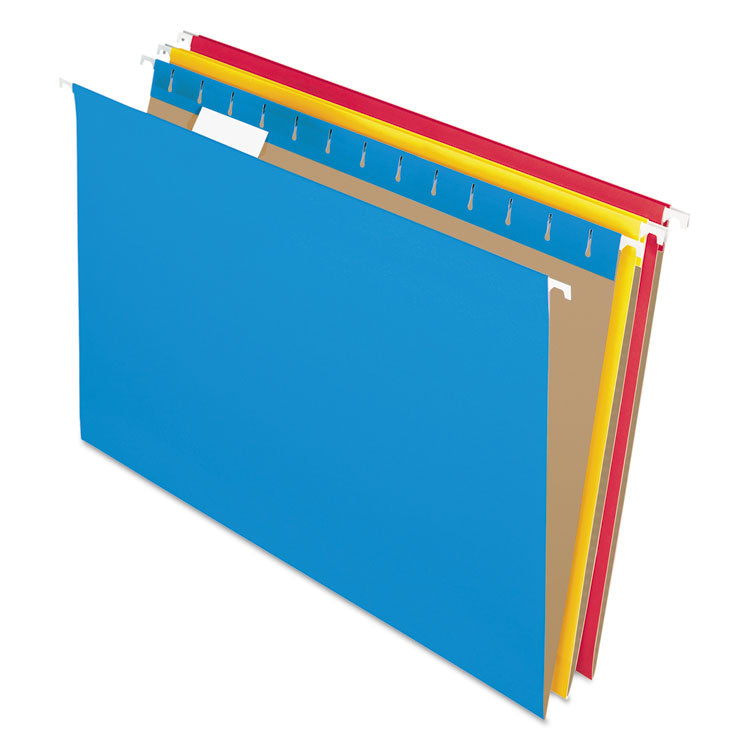 Pendaflex - Colored Hanging Folders, Legal Size, 1/5-Cut Tabs, Assorted Colors, 25/Box