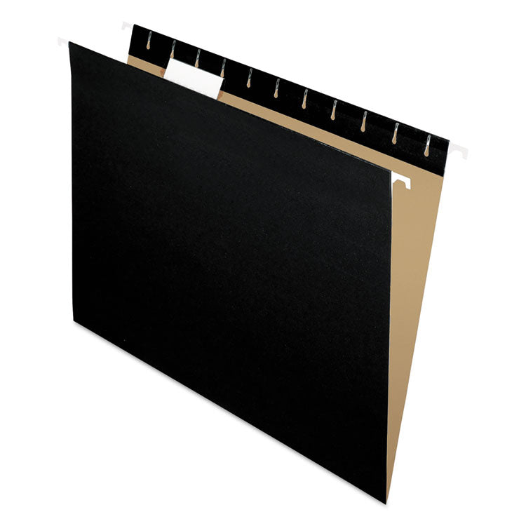 Pendaflex - Colored Hanging Folders, Letter Size, 1/5-Cut Tabs, Black, 25/Box