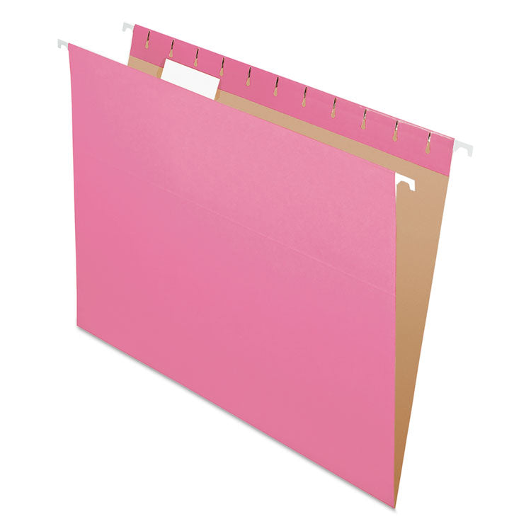 Pendaflex - Colored Hanging Folders, Letter Size, 1/5-Cut Tabs, Pink, 25/Box