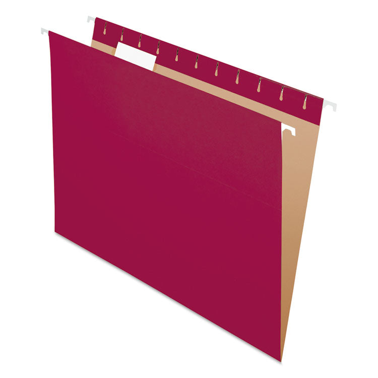 Pendaflex - Colored Hanging Folders, Letter Size, 1/5-Cut Tabs, Burgundy, 25/Box