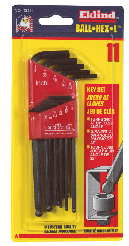 EKLIND - Eklind Ball-Hex-L SAE Long Arm Ball End Hex L-Key Set 11 pc