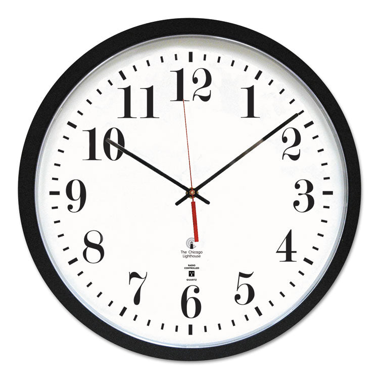Chicago Lighthouse - Black ATOMIC Contemporary Clock, 16.5" Overall Diameter, Black Case, 1 AA (sold separately)