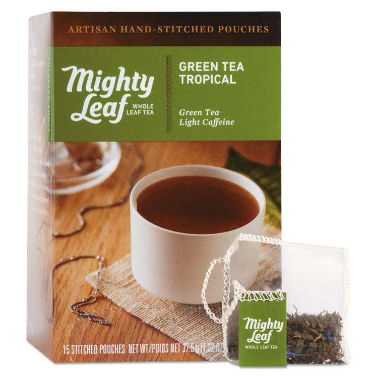 Mighty Leaf Tea - Whole Leaf Tea Pouches, Green Tea Tropical, 15/Box