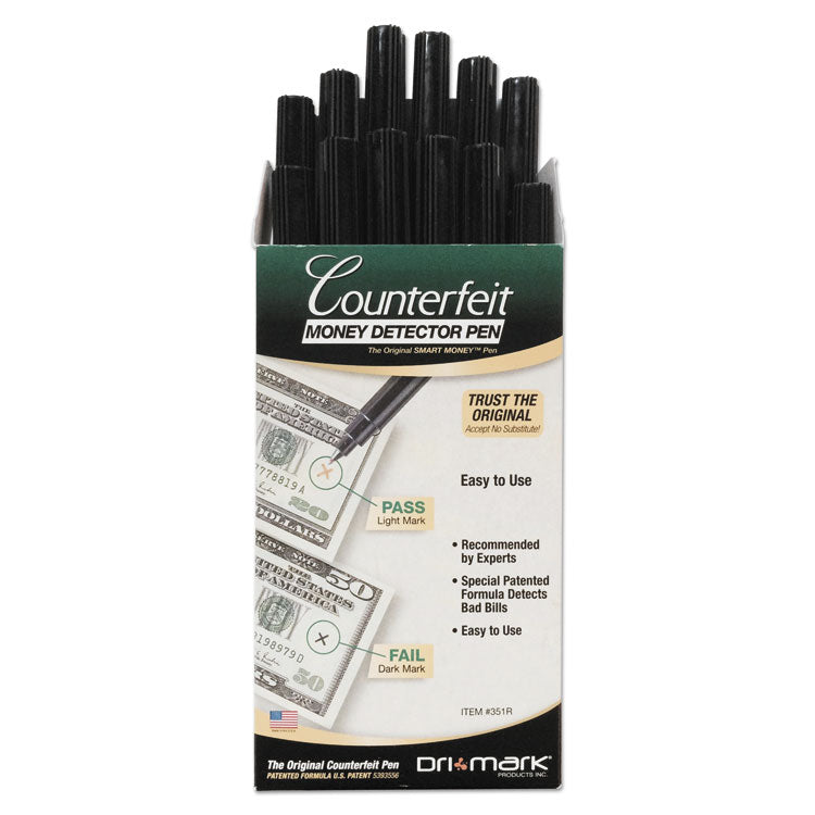 Dri-Mark - Smart Money Counterfeit Bill Detector Pen, U.S. Currency, 12/Pack