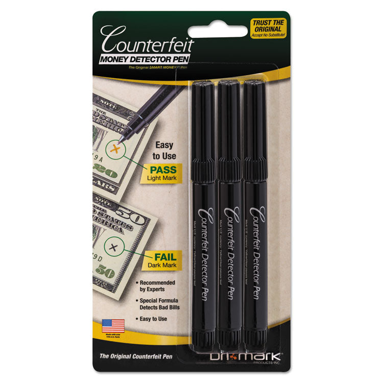 Dri-Mark - Smart Money Counterfeit Bill Detector Pen, U.S. Currency, 3/Pack