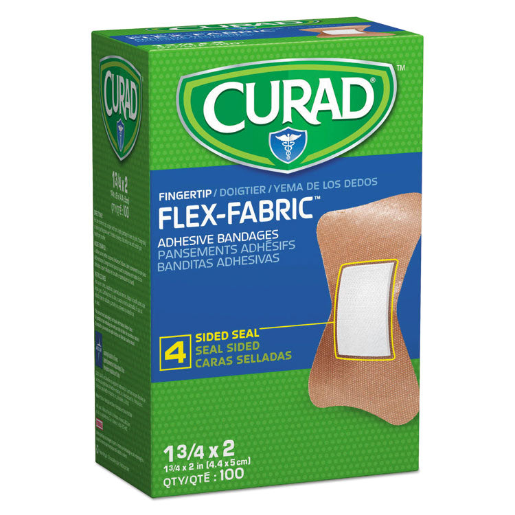 Curad - Flex Fabric Bandages, Fingertip, 1.75 x 2, 100/Box