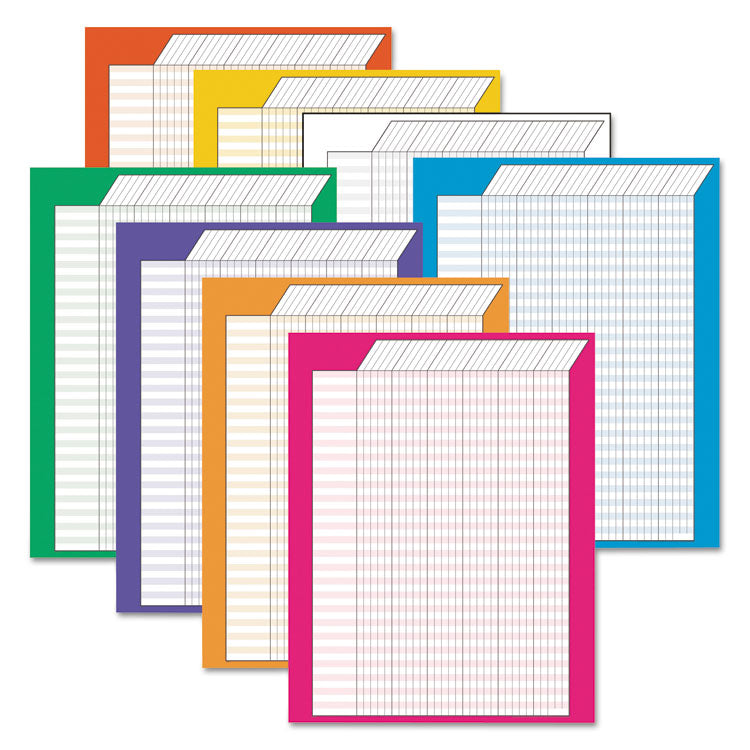 TREND - Jumbo Vertical Incentive Chart Pack, 22 x 28, Vertical Orientation, Assorted Colors with Assorted Borders, 8/Pack