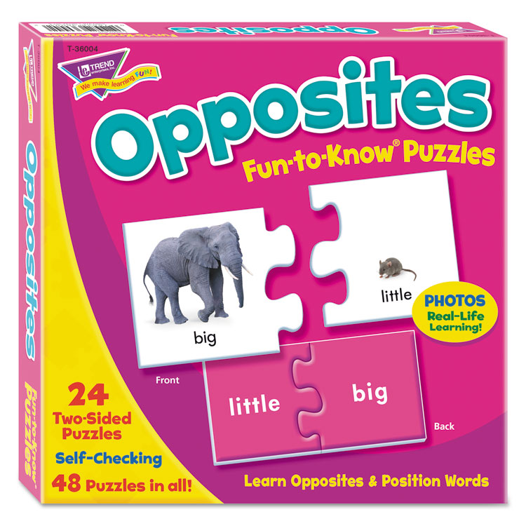 TREND - Fun to Know Puzzles, Opposites, Ages 3 and Up, 24 Puzzles