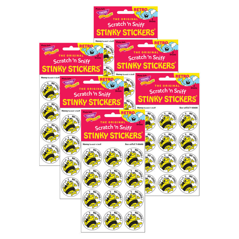 TREND - Bee-utiful!/Honey Scented Stickers, 24 Per Pack, 6 Packs