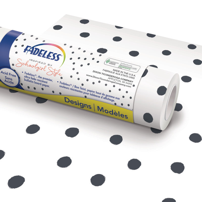 FADELESS - Schoolgirl Style™ Bulletin Board Paper, 48" x 50' Roll, BFF Painted Dots