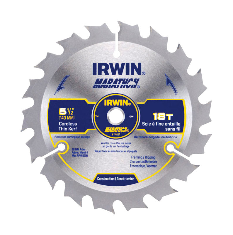 IRWIN - Irwin Marathon 5-1/2 in. D Carbide Circular Saw Blade 18 teeth 1 pk