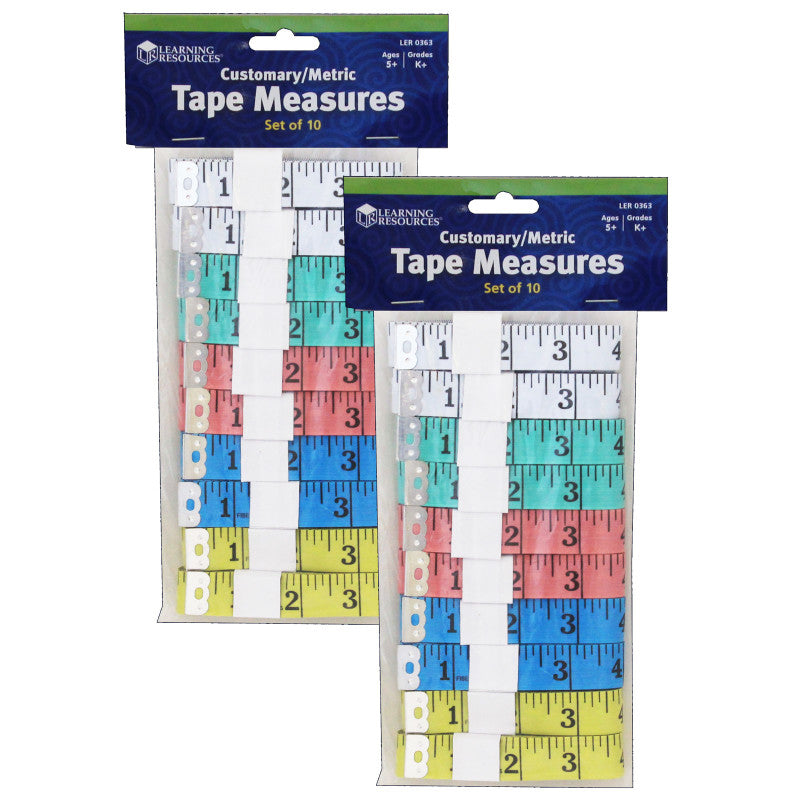 LEARNING RESOURCES - English/Metric Tape Measures, 10 Per Pack, 2 Packs