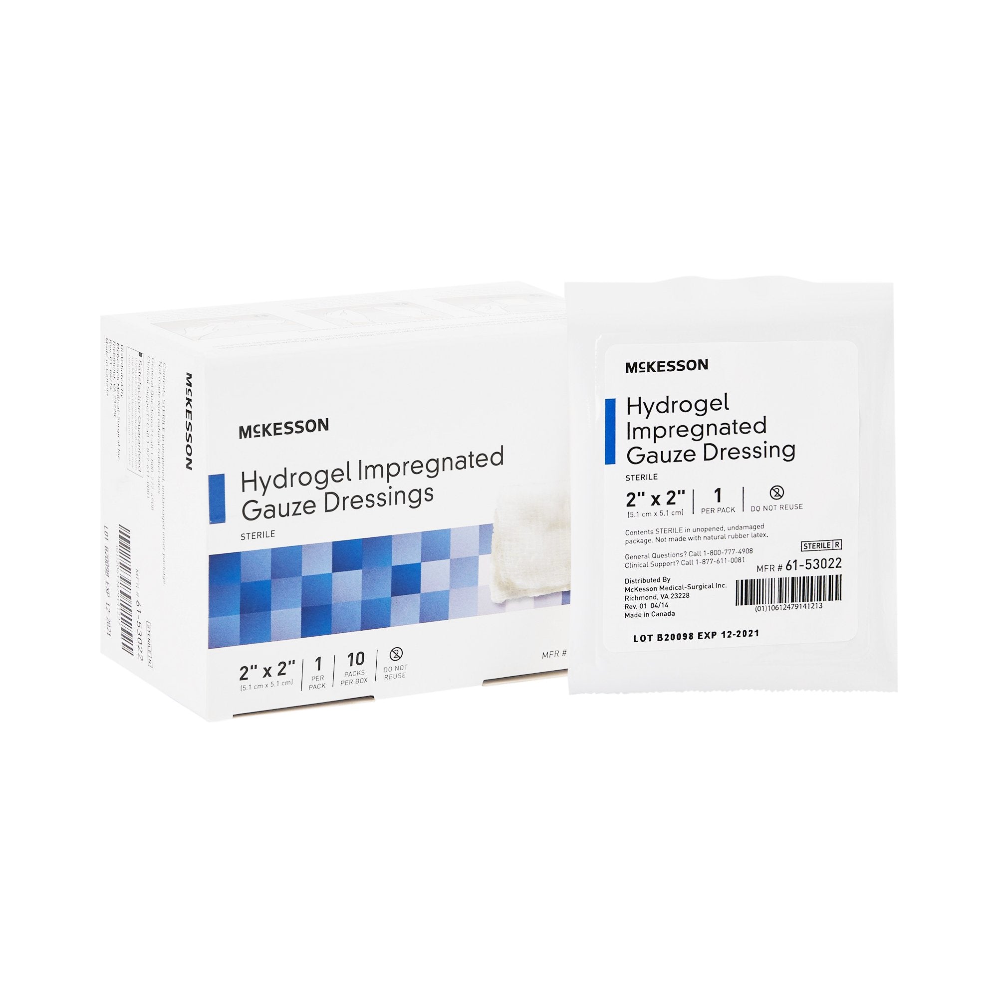 McKesson Brand - Hydrogel Wound Dressing McKesson Impregnated 2 X 2 Inch Sterile [10/BX]