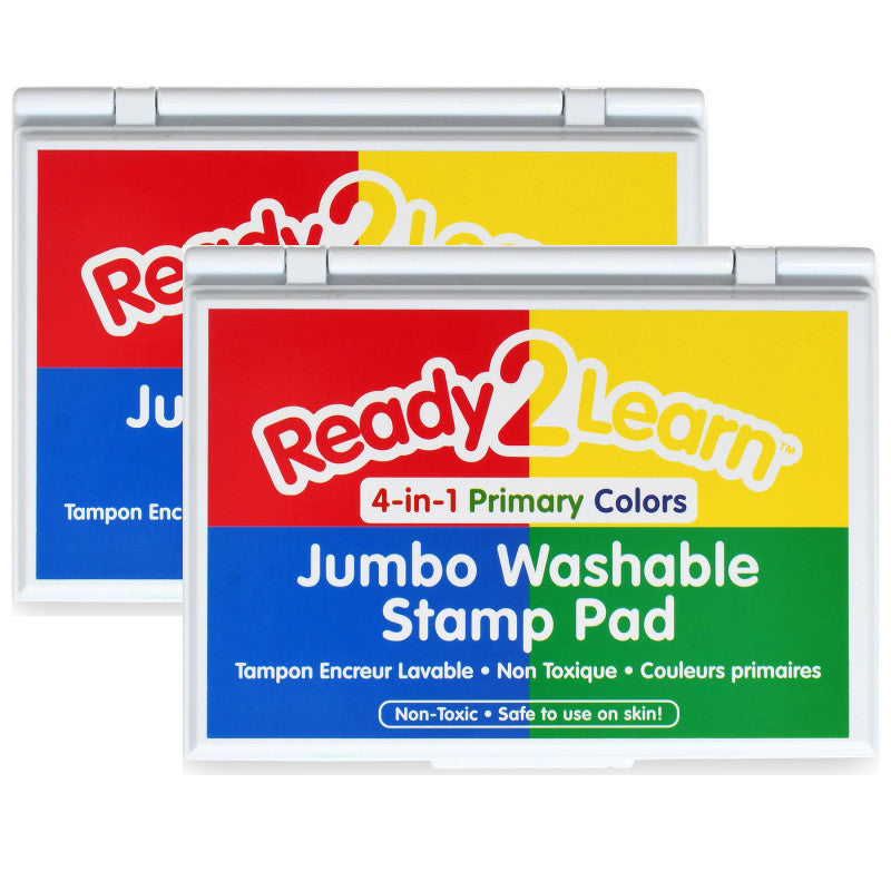 READY 2 LEARN - Jumbo Washable Stamp Pad - 4-in-1 Primary Colors - Pack of 2