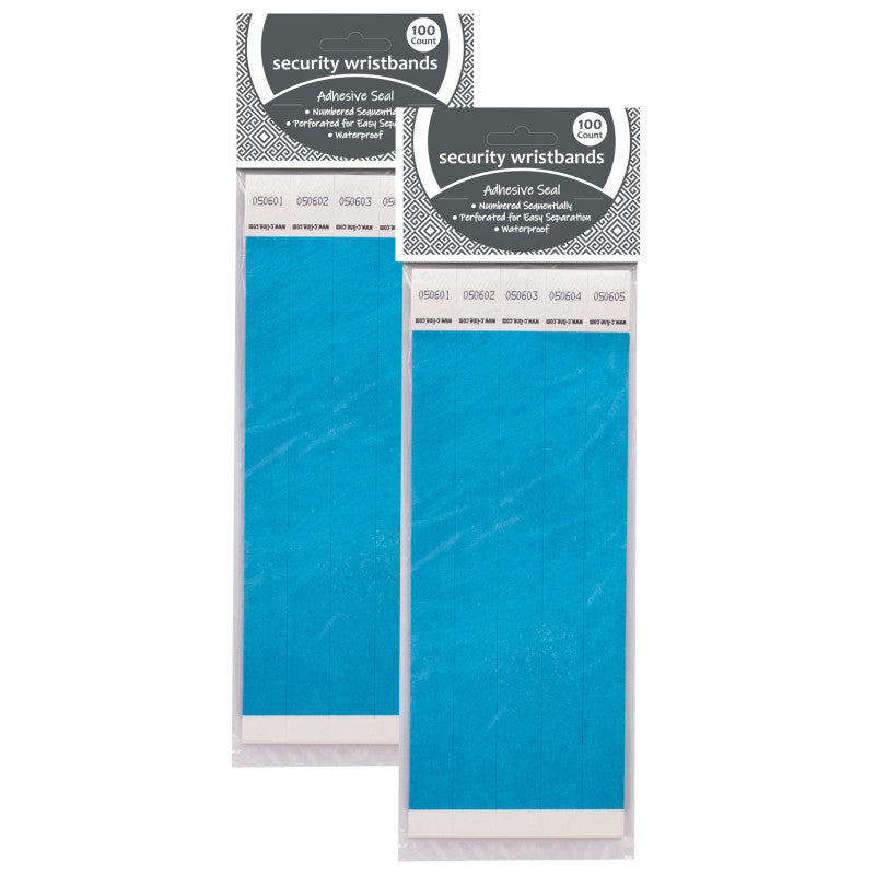 C-LINE - DuPont™ Tyvek® Security Wristbands, Blue, 100 Per Pack, 2 Packs