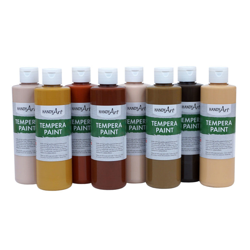 HANDY ART - Tempera Paint, Multicultural, 8 oz, Set of 8
