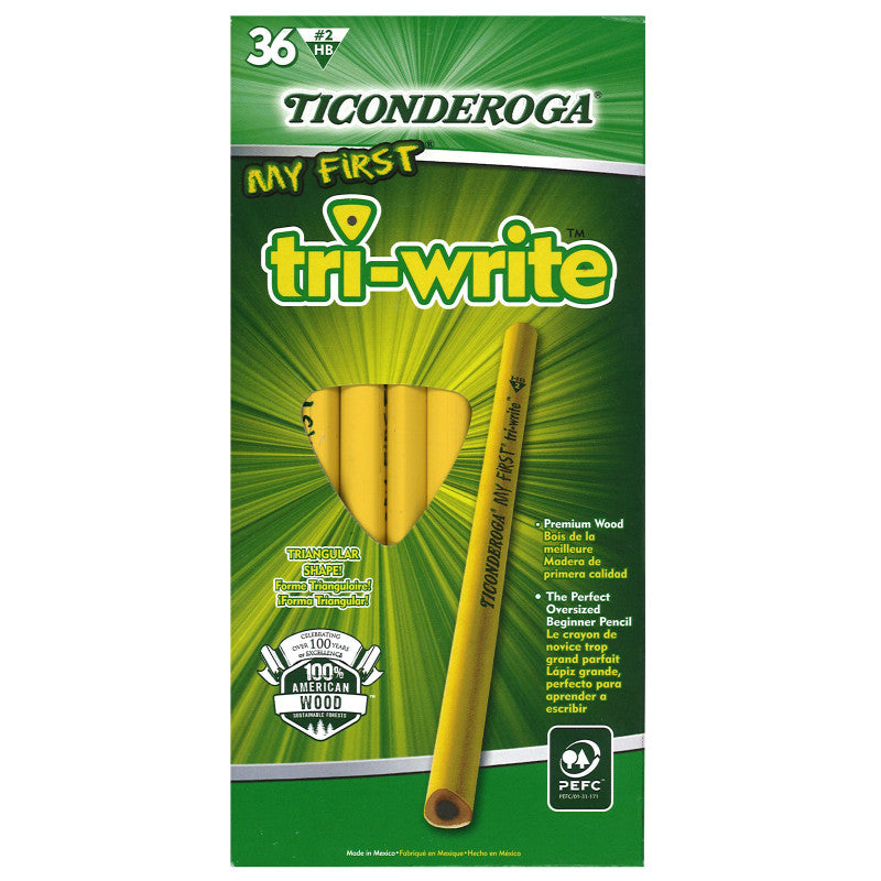 TICONDEROGA - My First® Tri-Write™ Primary Size No. 2 Pencils without Eraser, Box of 36