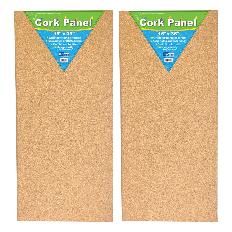 FLIPSIDE PRODUCTS - Cork Panel, 16" x 36", Pack of 2