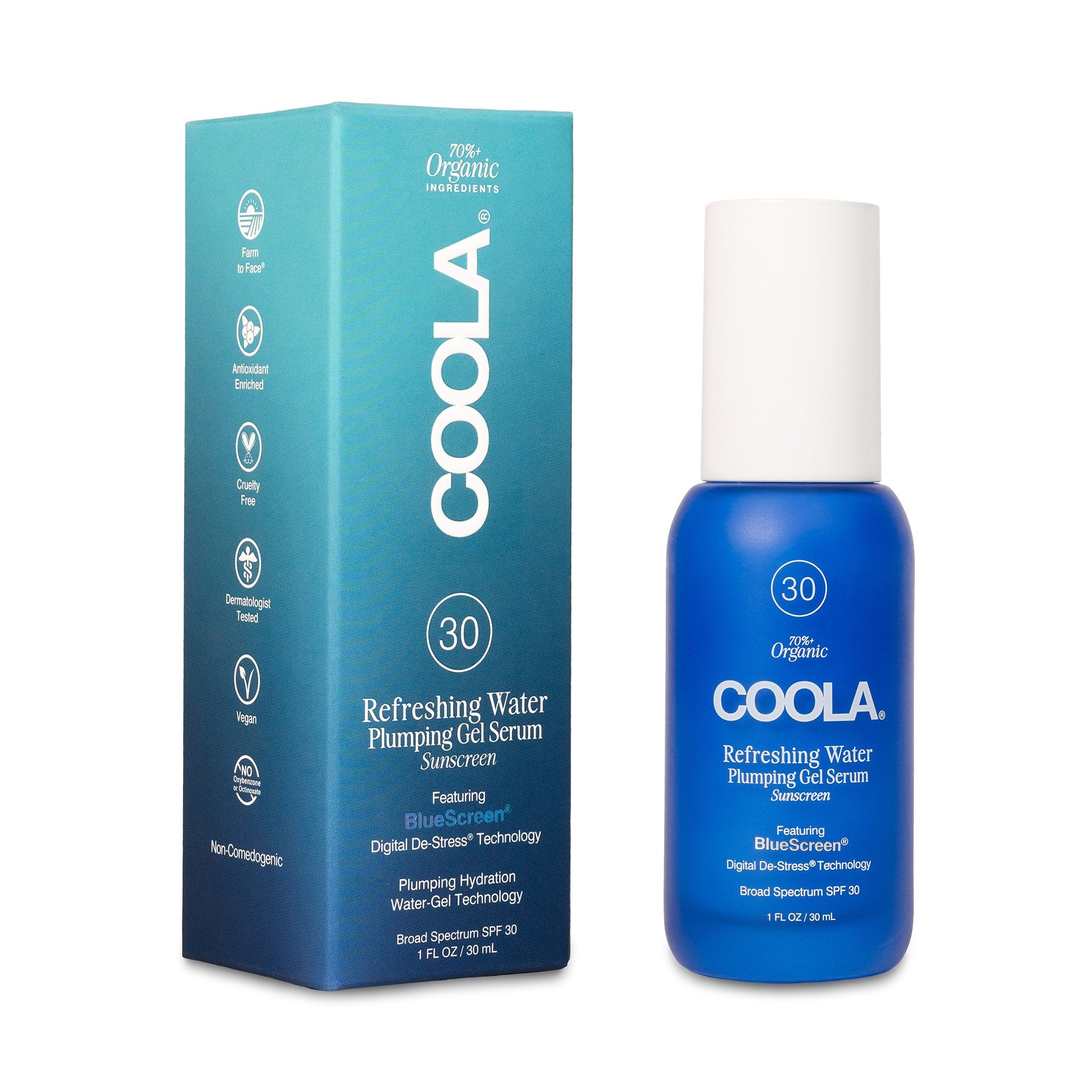 COOLA LLC - Facial Moisturizer with Sunscreen COOLA® Refreshing Water Plumping Gel 1 oz. Pump Bottle Unscented Gel [24/CS]