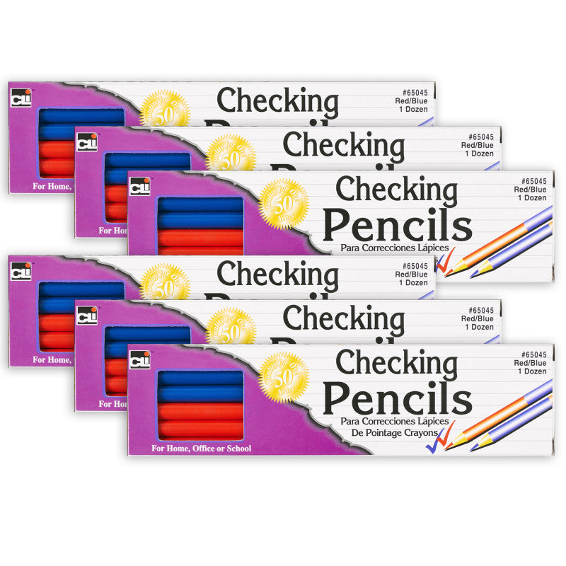 CHARLES LEONARD - Combination Checking Pencils, Red/Blue, 12 Per Box, 6 Boxes