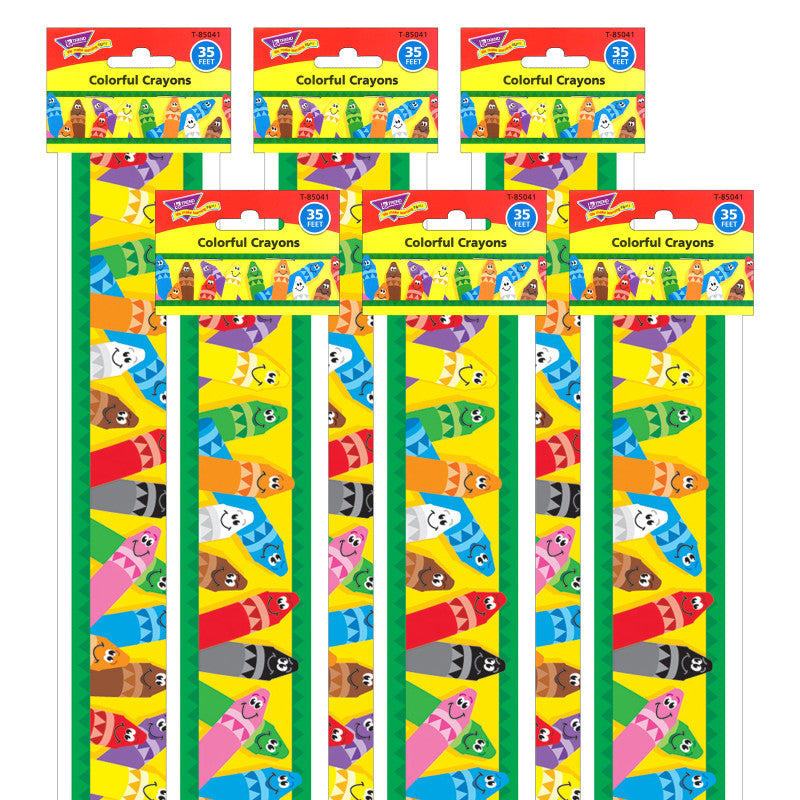 TREND - Colorful Crayons Bolder Borders®, 35.75' Per Pack, 6 Packs