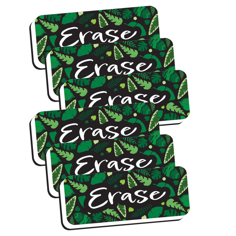 ASHLEY PRODUCTIONS - Magnetic Whiteboard Eraser, Greenery with Erase, 2" x 5", Pack of 6