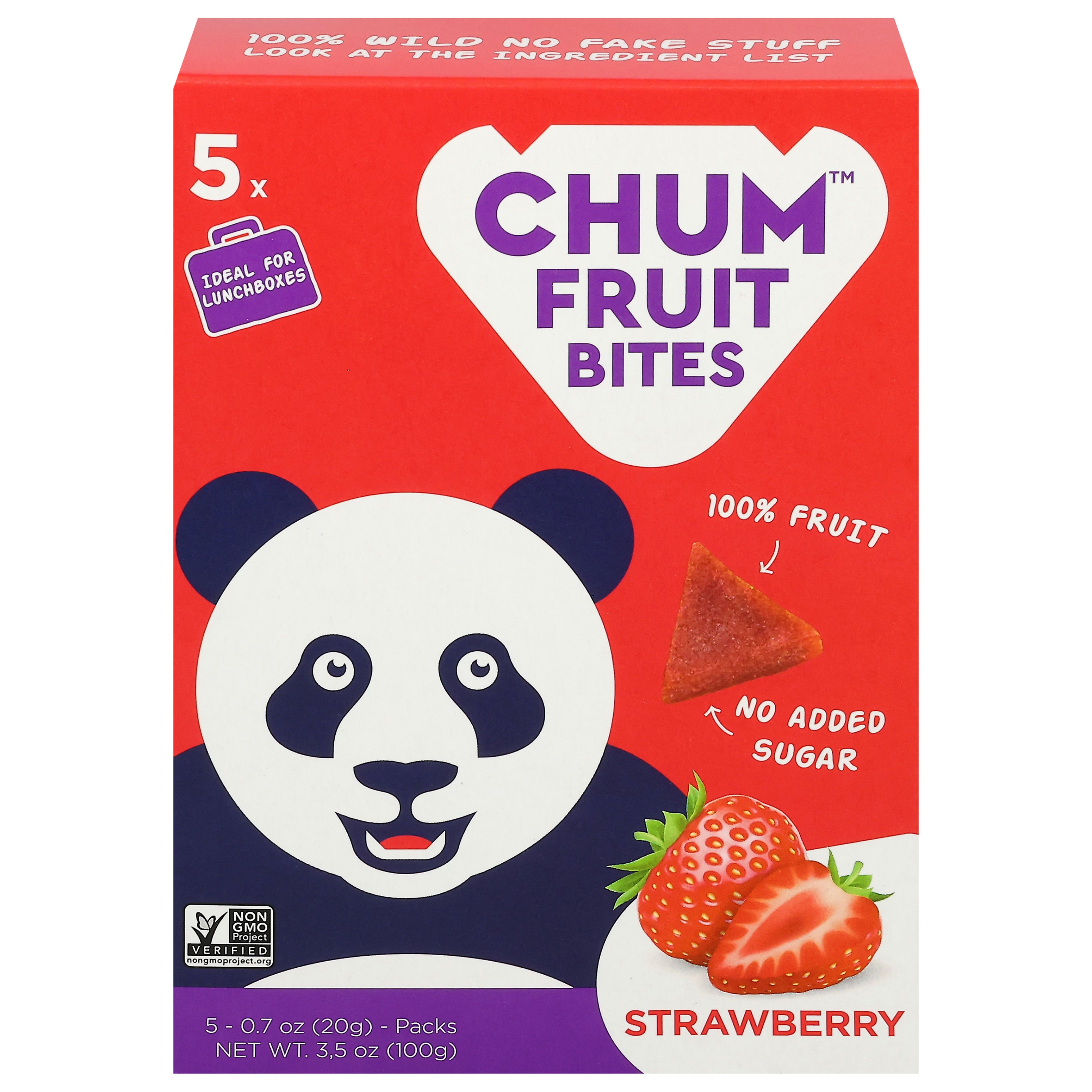 Chum Strawberry Fruit Bites 5 - 0.7 oz Packs - Case of 6
