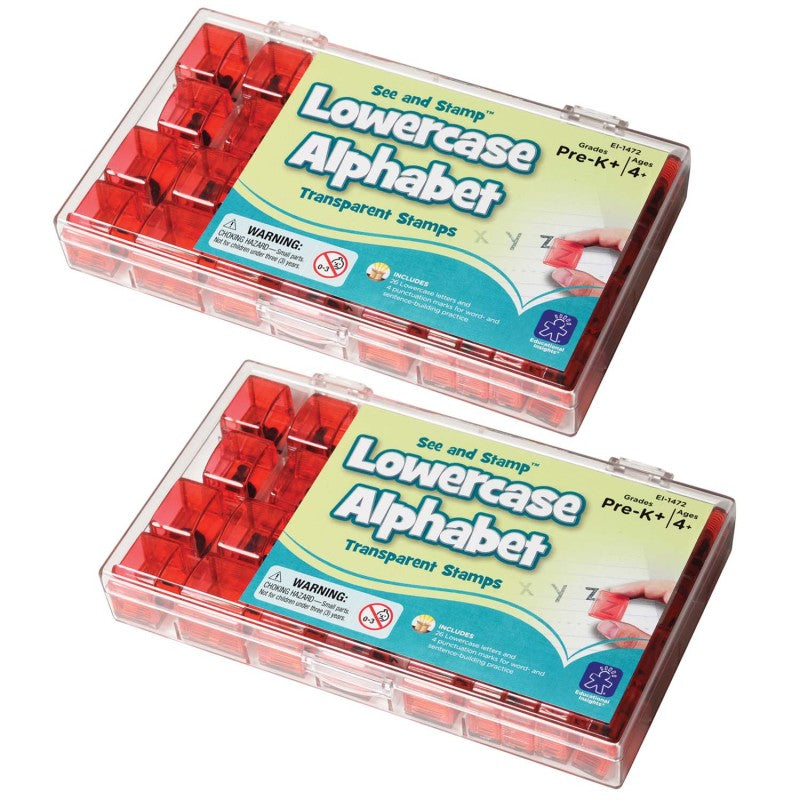 EDUCATIONAL INSIGHTS - See and Stamp Alphabet Transparent Stamps, Lowercase 5/8", 2 Sets