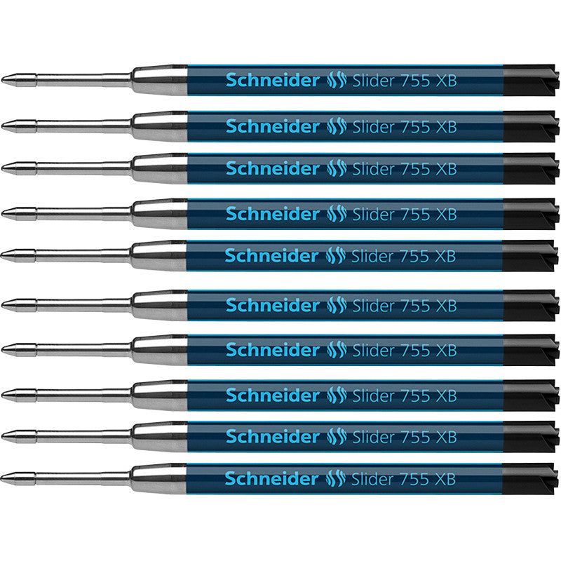 SCHNEIDER - Slider 755 XB Ballpoint Pen Refill, Viscoglide Ink, Black, Pack of 10