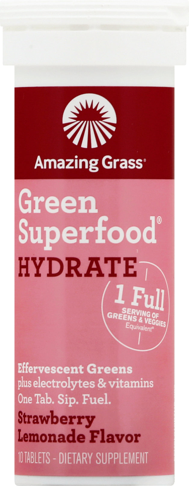 Amazing Grass Hydrate Tablets Strawberry Lemonade Flavor Green Superfood 10 ea - Case of 6