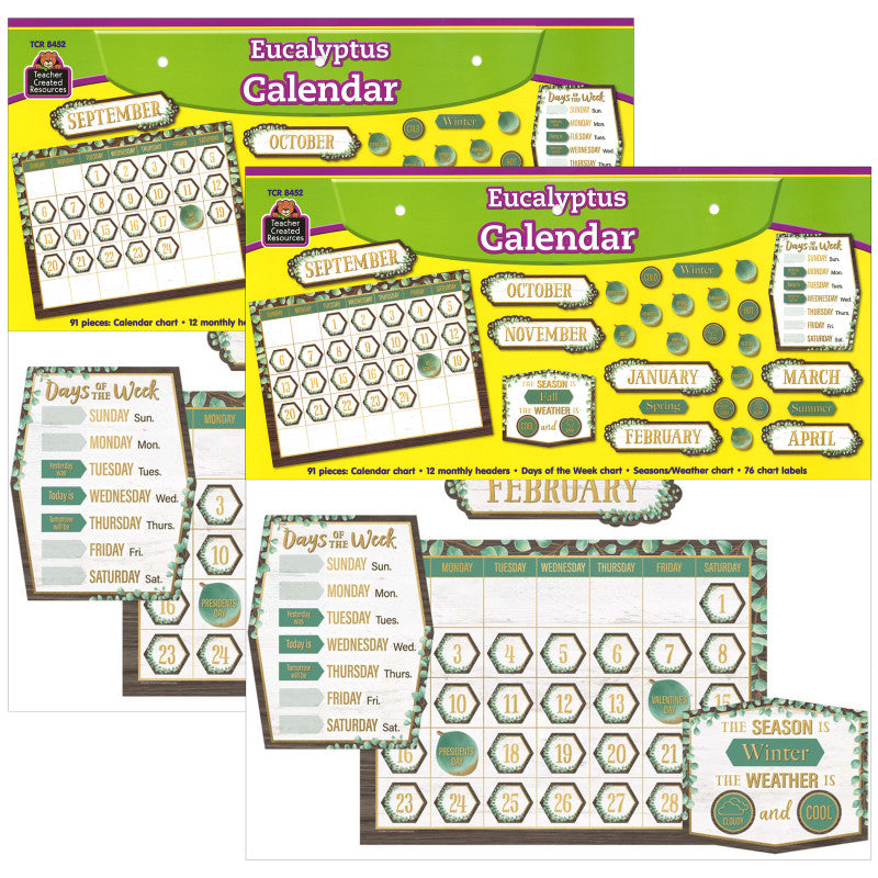 TEACHER CREATED RESOURCES - Eucalyptus Calendar Bulletin Board Set, 2 Sets
