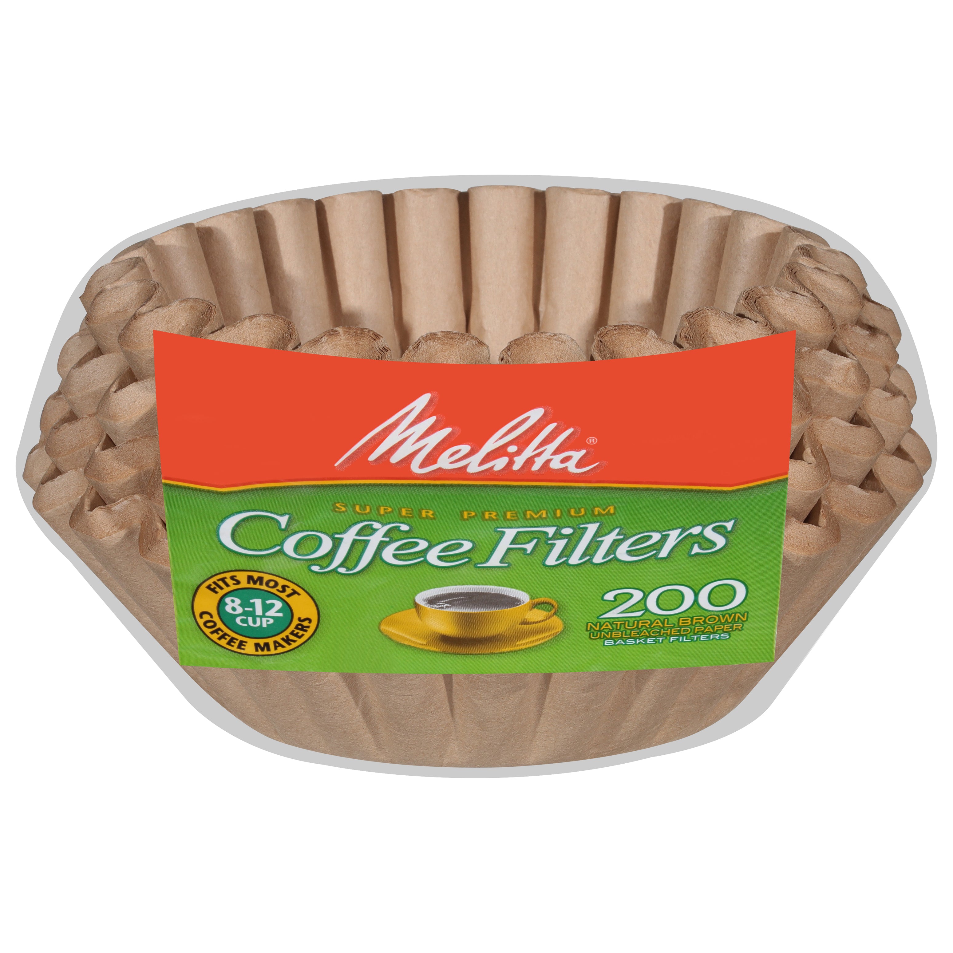 Melitta Natural Brown Super Premium Basket Coffee Filters 200 ea - Case of 6
