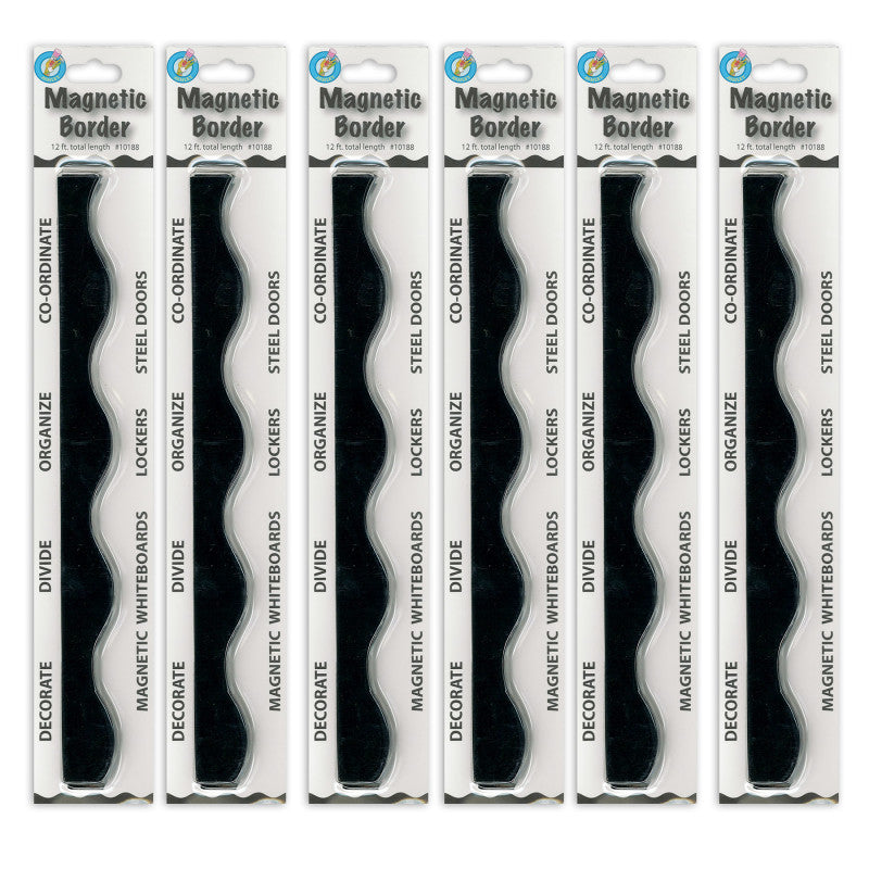 ASHLEY PRODUCTIONS - Magnetic Border, Black, 12 Feet Per Pack, 6 Packs