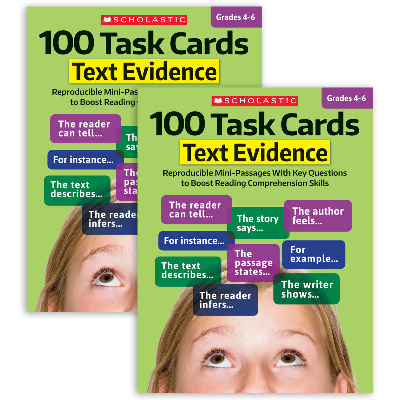 SCHOLASTIC TEACHING SOLUTIONS - 100 Task Cards: Text Evidence Text Activity Book, Pack of 2