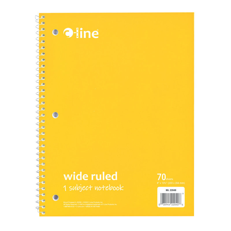 1-Subject Notebook, 70 Page, Wide Ruled, Yellow