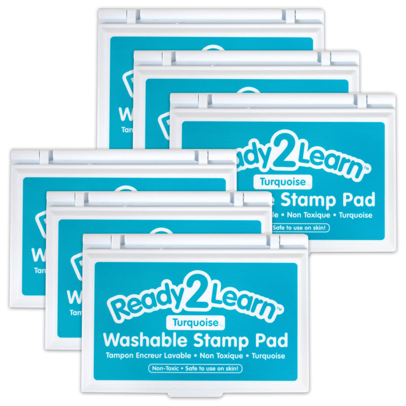 READY 2 LEARN - Washable Stamp Pad - Turquoise - Pack of 6