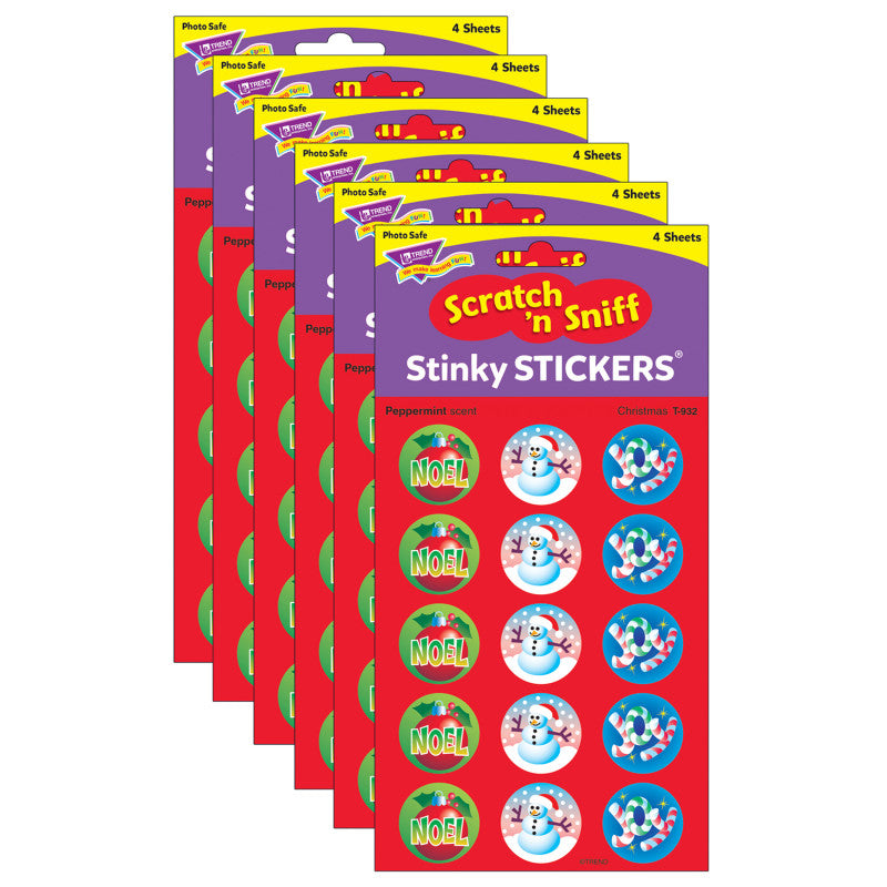 TREND - Christmas/Peppermint Stinky Stickers®, 60 Per Pack, 6 Packs