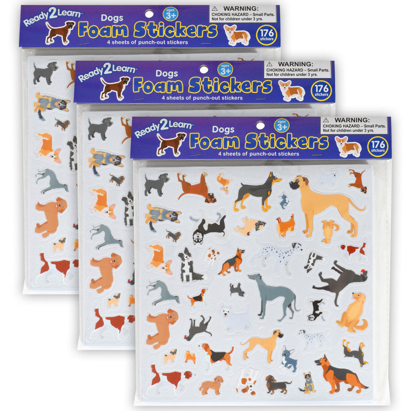 READY 2 LEARN - Foam Stickers - Dogs -176 Per Pack - 3 Packs