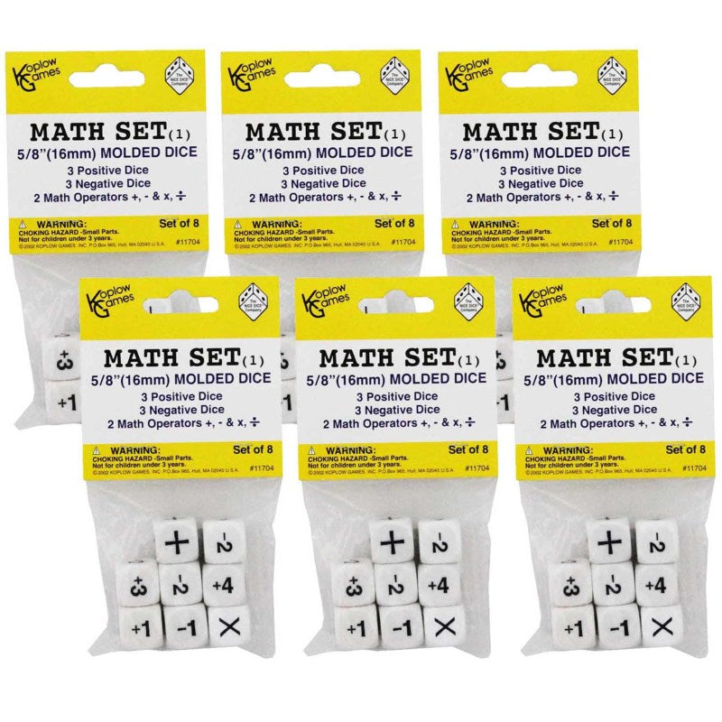 KOPLOW GAMES - Positive/Negative Dice Set, 8 Per Set, 6 Sets